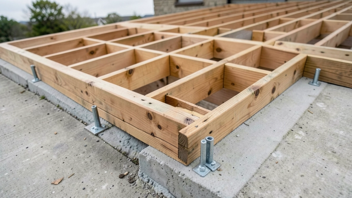 budowa tarasu drewnianego na betonie