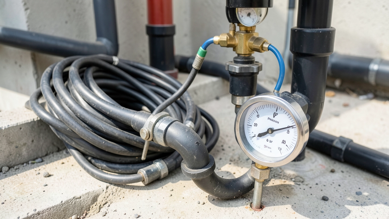 Próba ciśnieniowa rur PP przed betonem