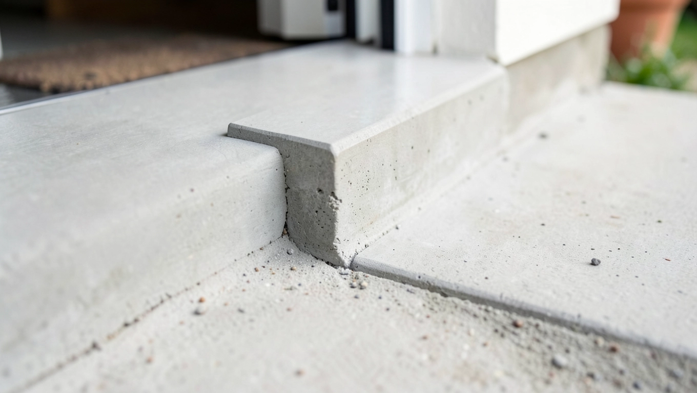 Różnica wysokości betonu i progu drzwi tarasowych