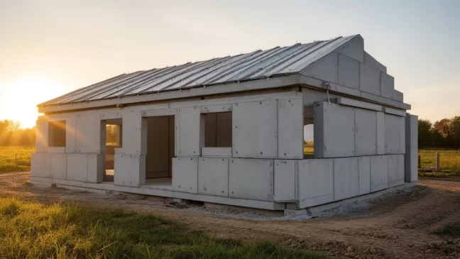 Dom z płyt betonowych